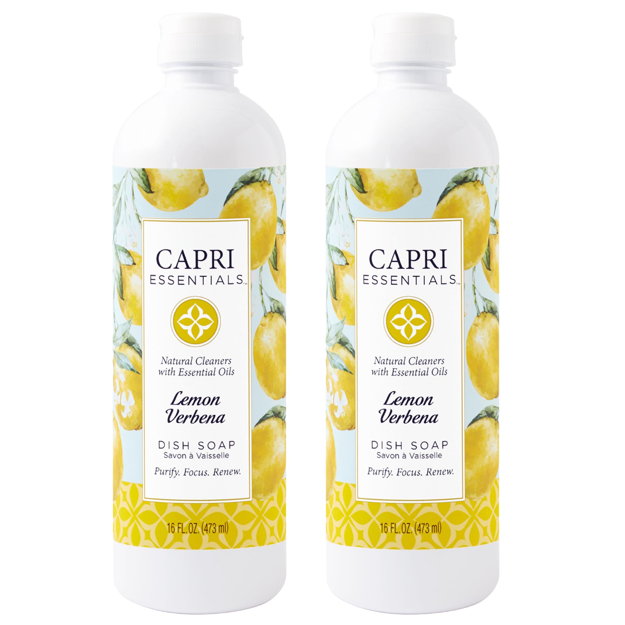 CAPRI ESSENTIALS Dish Soap Liquid Natural Household Cleaning Plant Based Aromatic Dish Detergent Blend of Essential Oils with