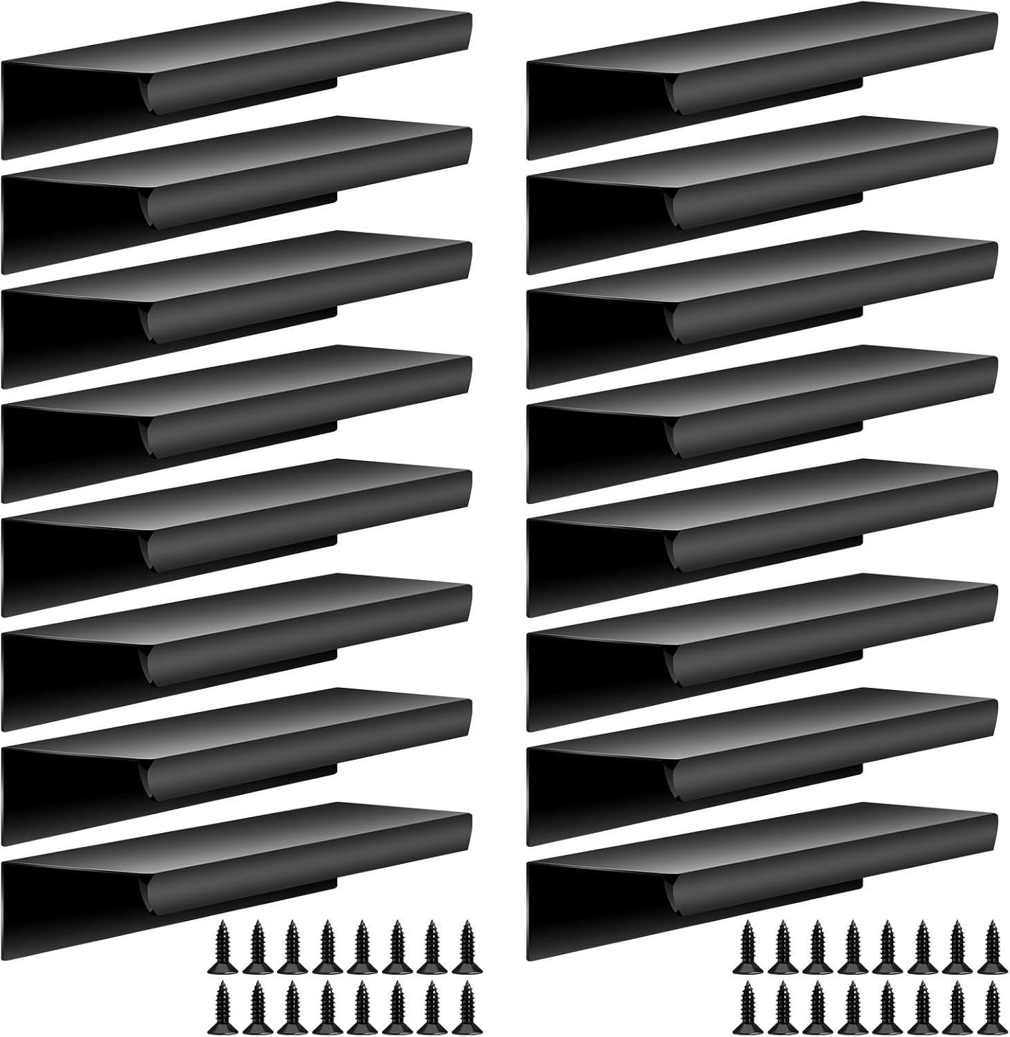 Tiradores De Dedo Ocultos De Aluminio - 4 Unidades Negras Mate Para Muebles De Cocina Y Armarios
