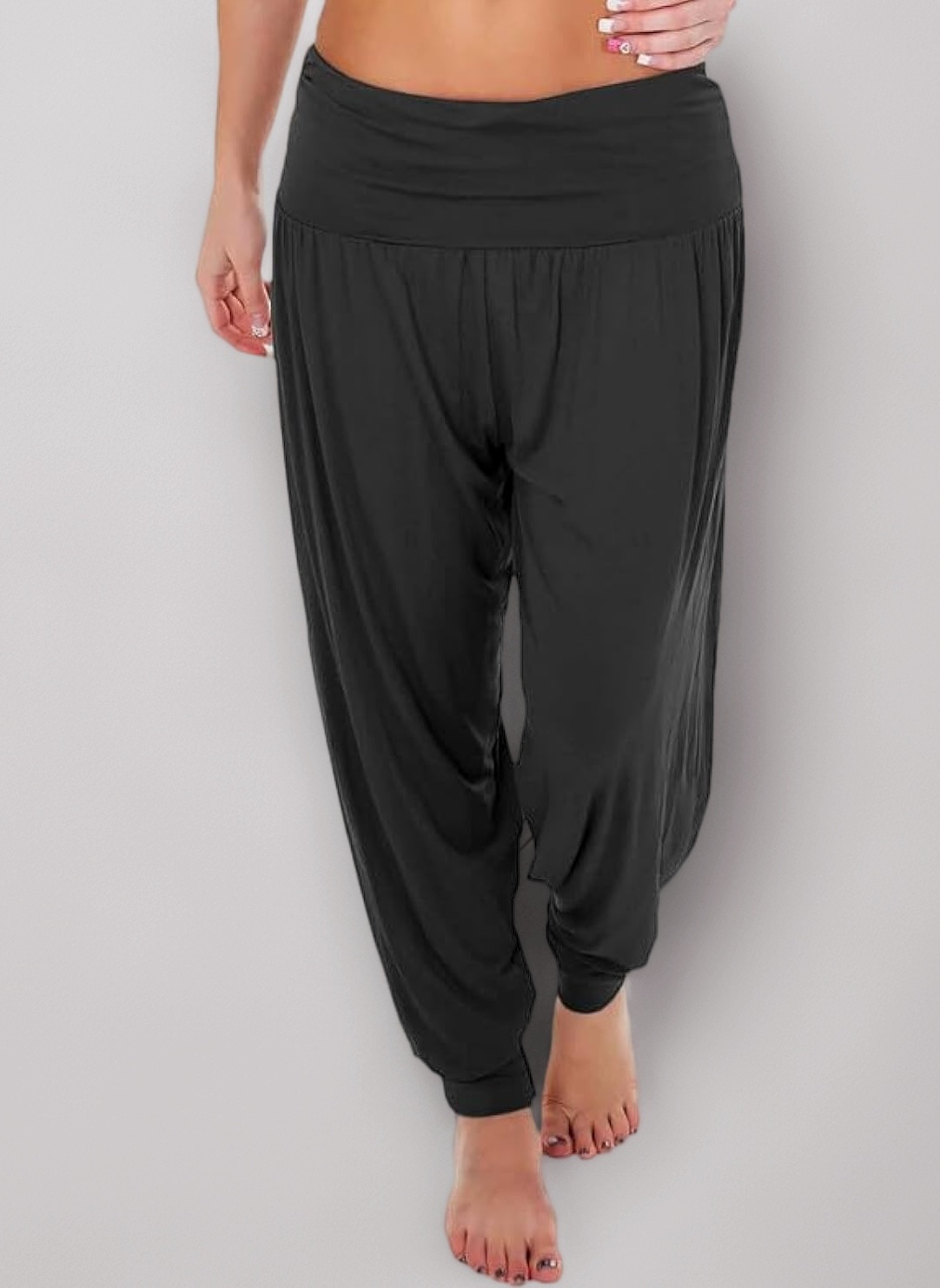 Ladies Harem Trousers - Women's Full-Length Stretch Casual Pants