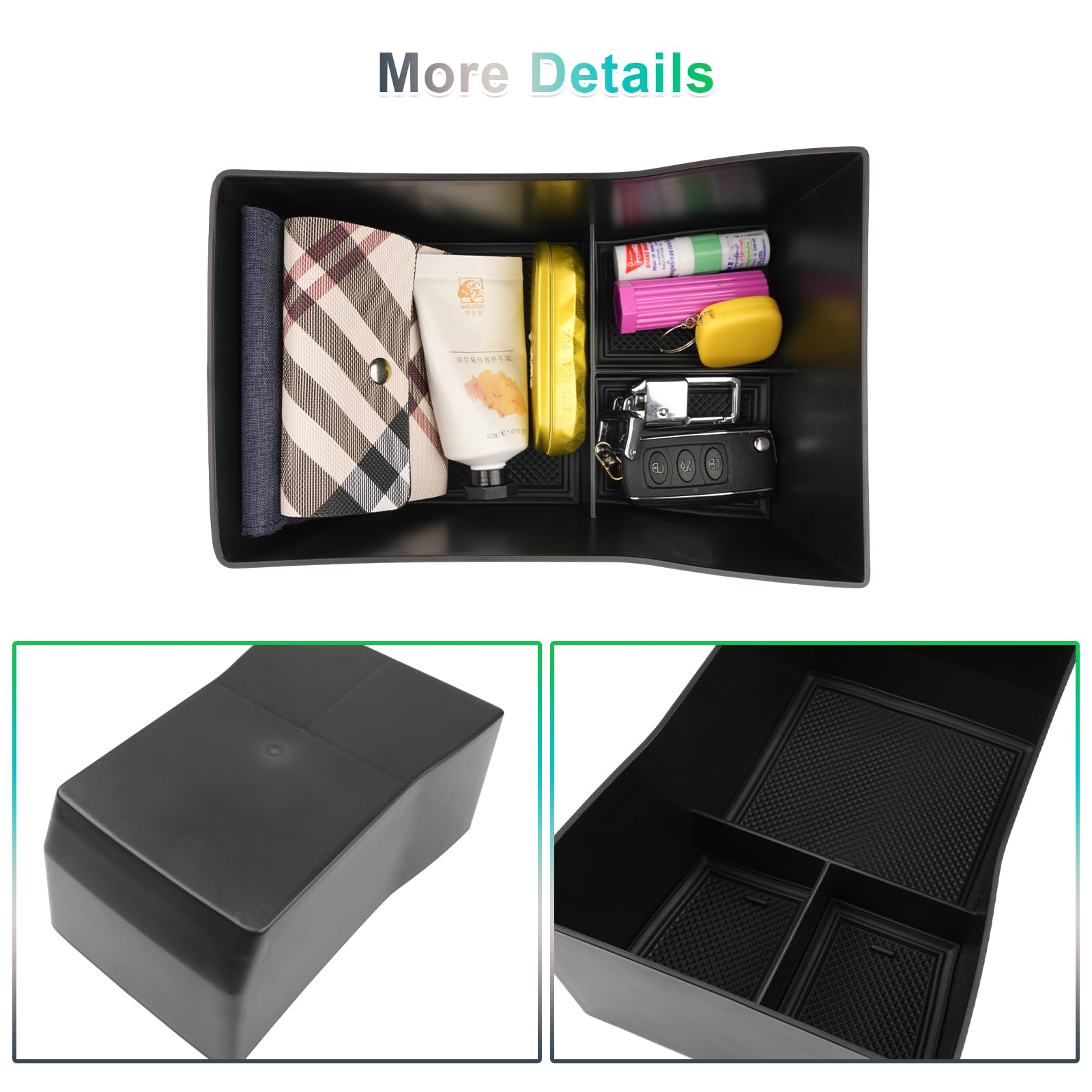 GAFAT Compatibile con Hyundai Kona SX2 2024 2025 2026 (Elettronico Automatico) Contenitore Portaoggetti per Console Centrale, Braccioli Vano Portaoggetti, Accessori Kona SX2 (Nero)