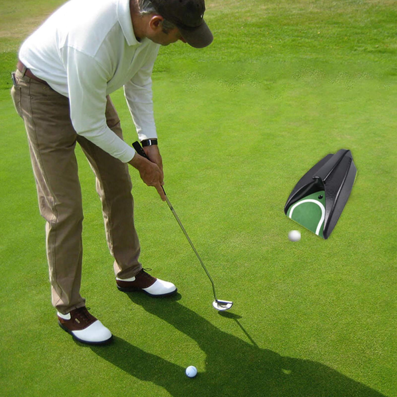 Taza de golf automática, ayuda de entrenamiento de agujeros de golf, dispositivo de retorno de golf para práctica de golf en interiores y exteriores