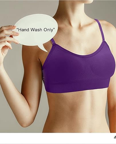 Miniatura 2 de Brasier deportivo sin varillas para mujeres y niñas, 4 piezas (negro, marrón, verde militar, blanco, talla S)