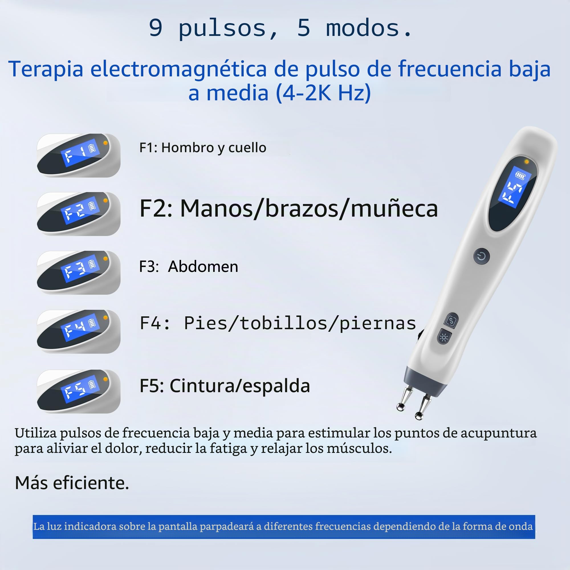 Pluma Eléctrica de Acupuntura Recargable - Pointer Fisioterapia de Puntos de Acupresión, Masajeador Muscular y Terapia Estimuladora para Alivio del Dolor