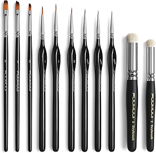 Miniature Paint Brushes with Dry Brush Set for Miniature Painting, Fuumuui 11Pcs Miniature Model Paint Brush Set Drybrush for Miniatures, Warhammer 40K, Vallejo Paint, Citadel Paint