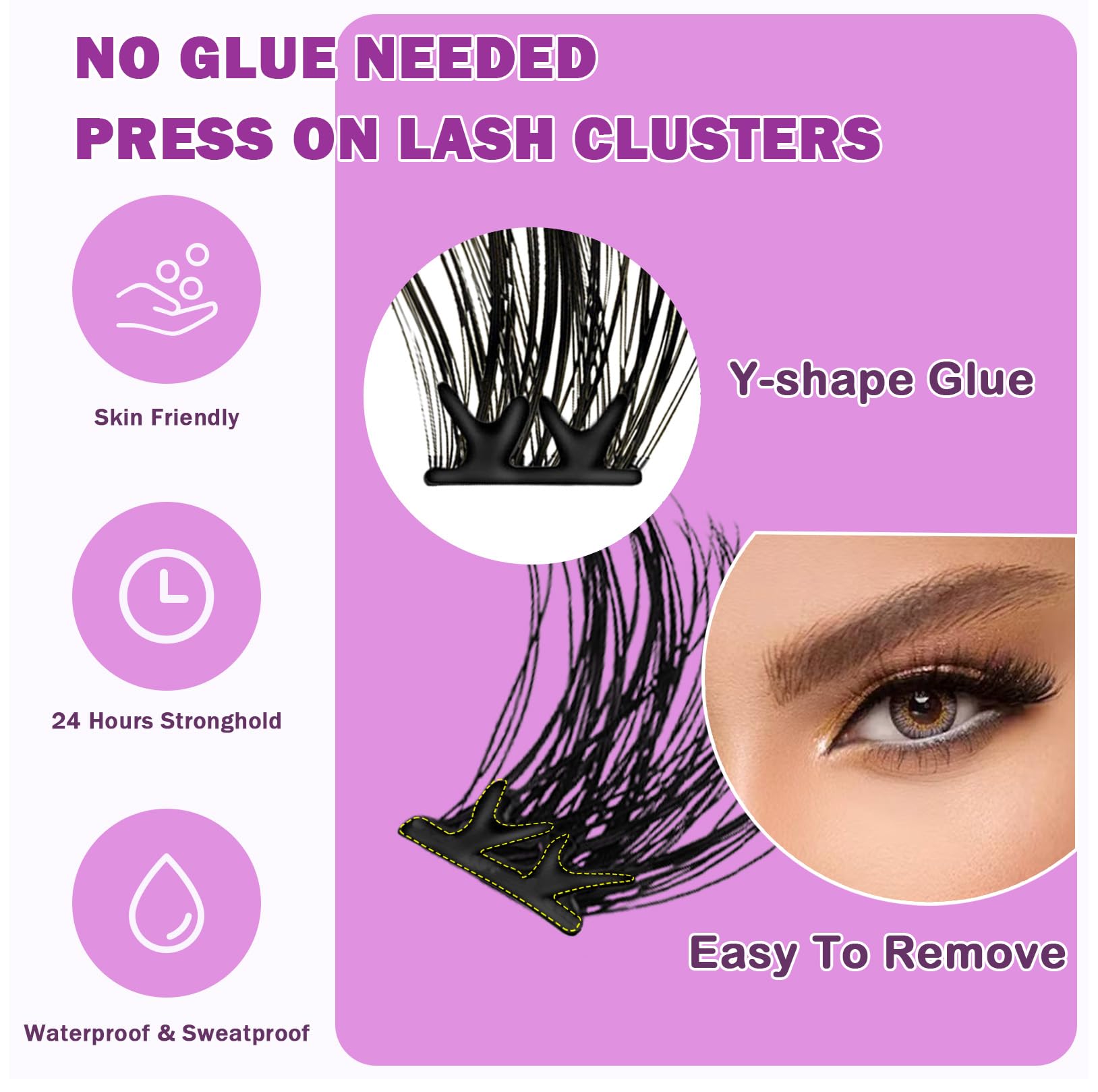 Fabloss Self Adhesive EyeLashes Clusters 80Pcs 10-14mm No Glue Lashes Clusters Natural Look Press on Lashes Self Adhesive Lashes Glueless False Eyelash Kit with Tweezers