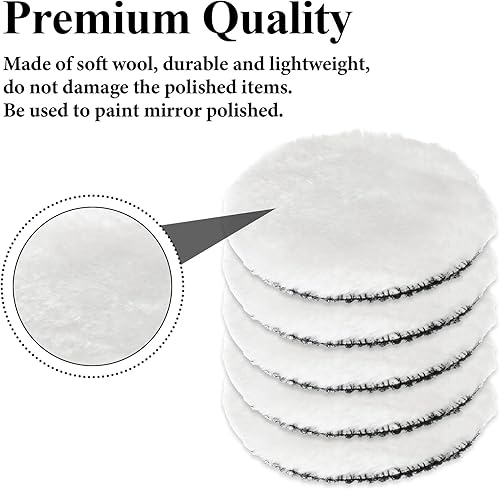 Miniatura 3 de Juego de almohadillas de pulido de lana, 7 piezas de 3 pulgadas para pulir el automóvil, accesorio de taladro con adaptador de taladro M10 para