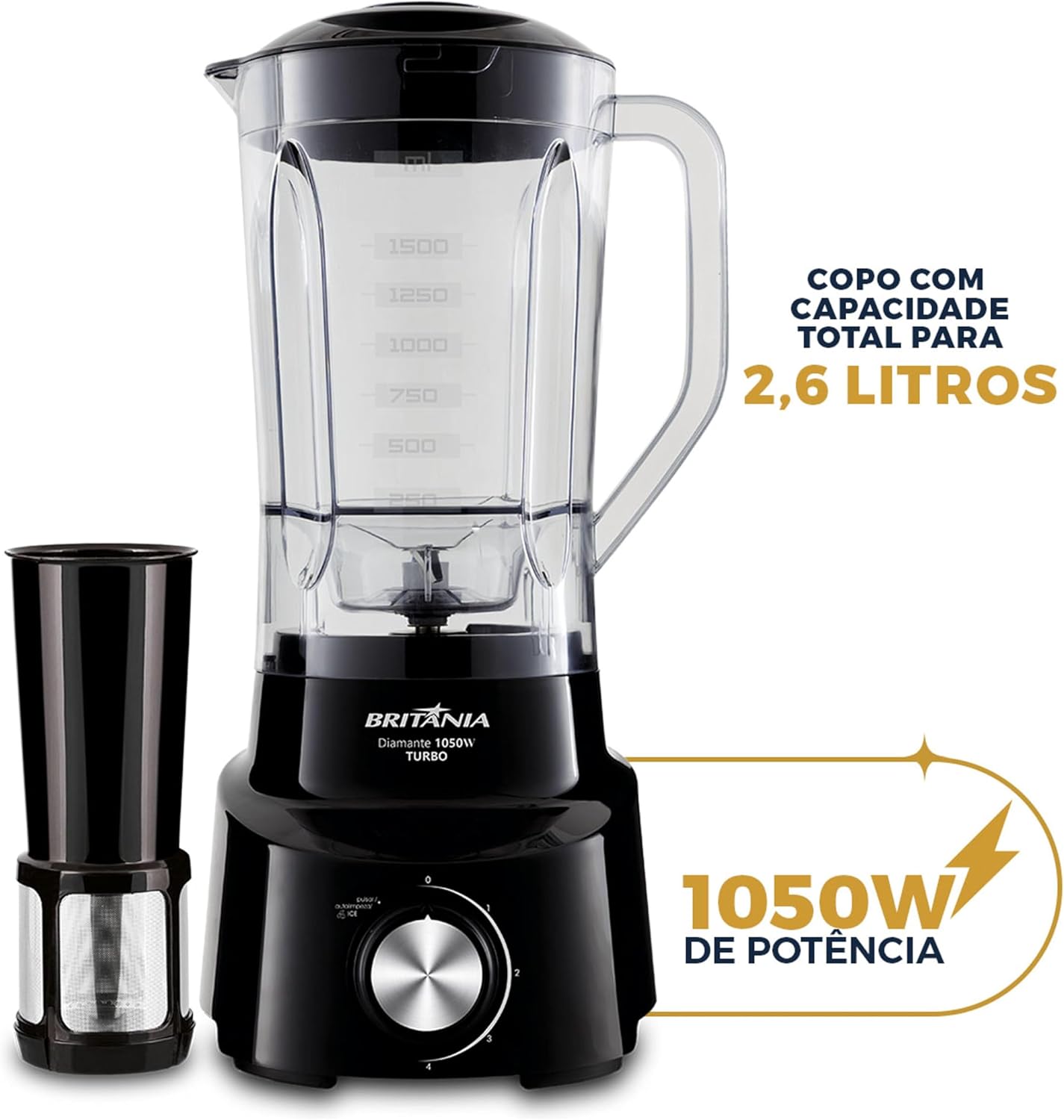 Liquidificador Britânia 900W 2.65L Diamante 800 com Filtro e 4 Velocidades Preto 127V Liquidificador Britânia 900W 2.65L Diamante 800 com Filtro e 4 Velocidades Preto 127V