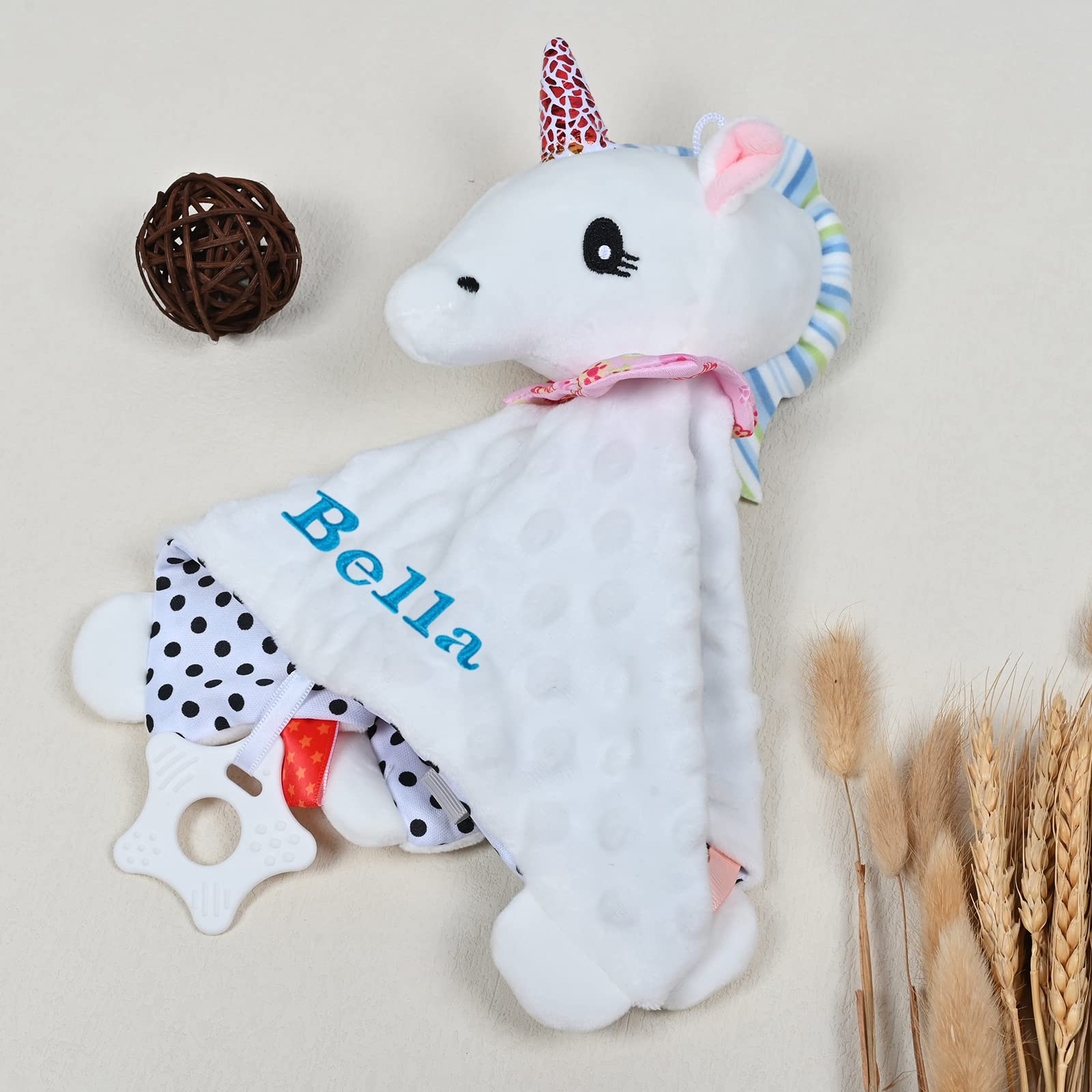 Unicorn Security Blanket - Jocidea Loveys for Babies - Baby Girl Gifts - Personalized Newborn Gifts