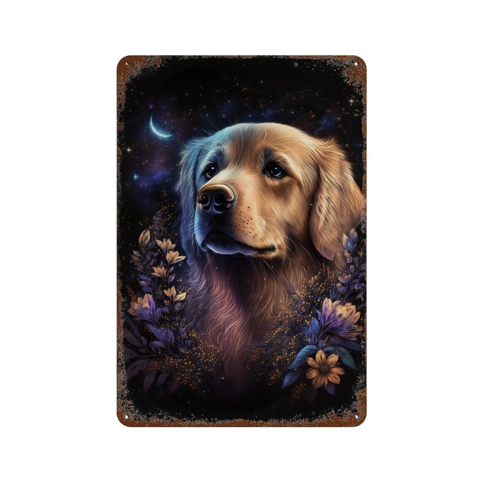 Golden Retriever Wall Art 11.8"x7.9" Decorative Tin Sign, Retro Wall Decor for Garage, Bar And Workshop Decor