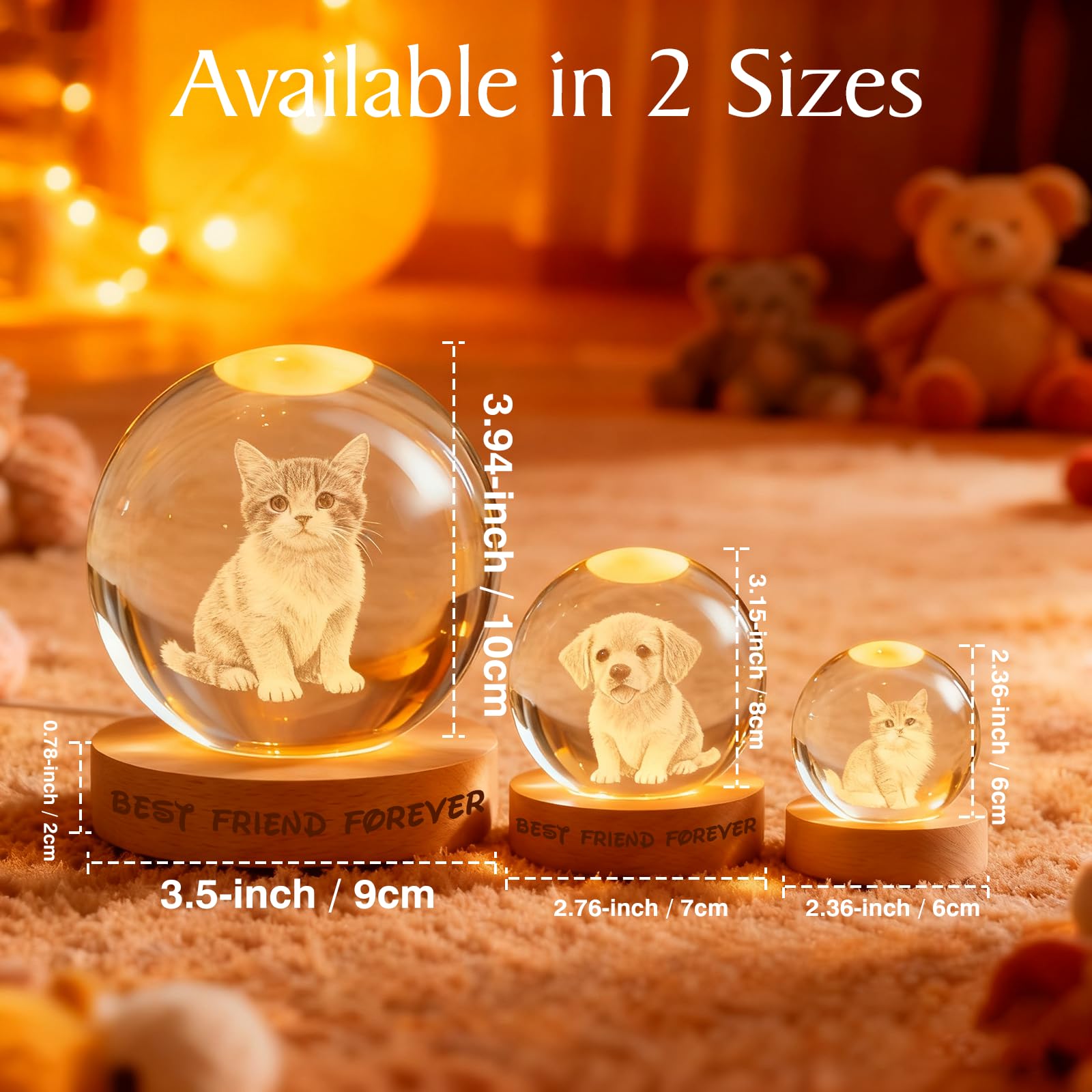Personalized 3D Photo Crystal Ball for Mom, Custom Engraved Picture Lamp, Color Changing Crystal Globe for Family, Pets, Couples, Babies, Memorial, Birthday, Anniversary (Circle)