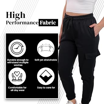 [2 Pack] Cargo Jogger Pants for Women Casual Lounge Sweatpants Ultimate Comfort and Super Soft Feel
