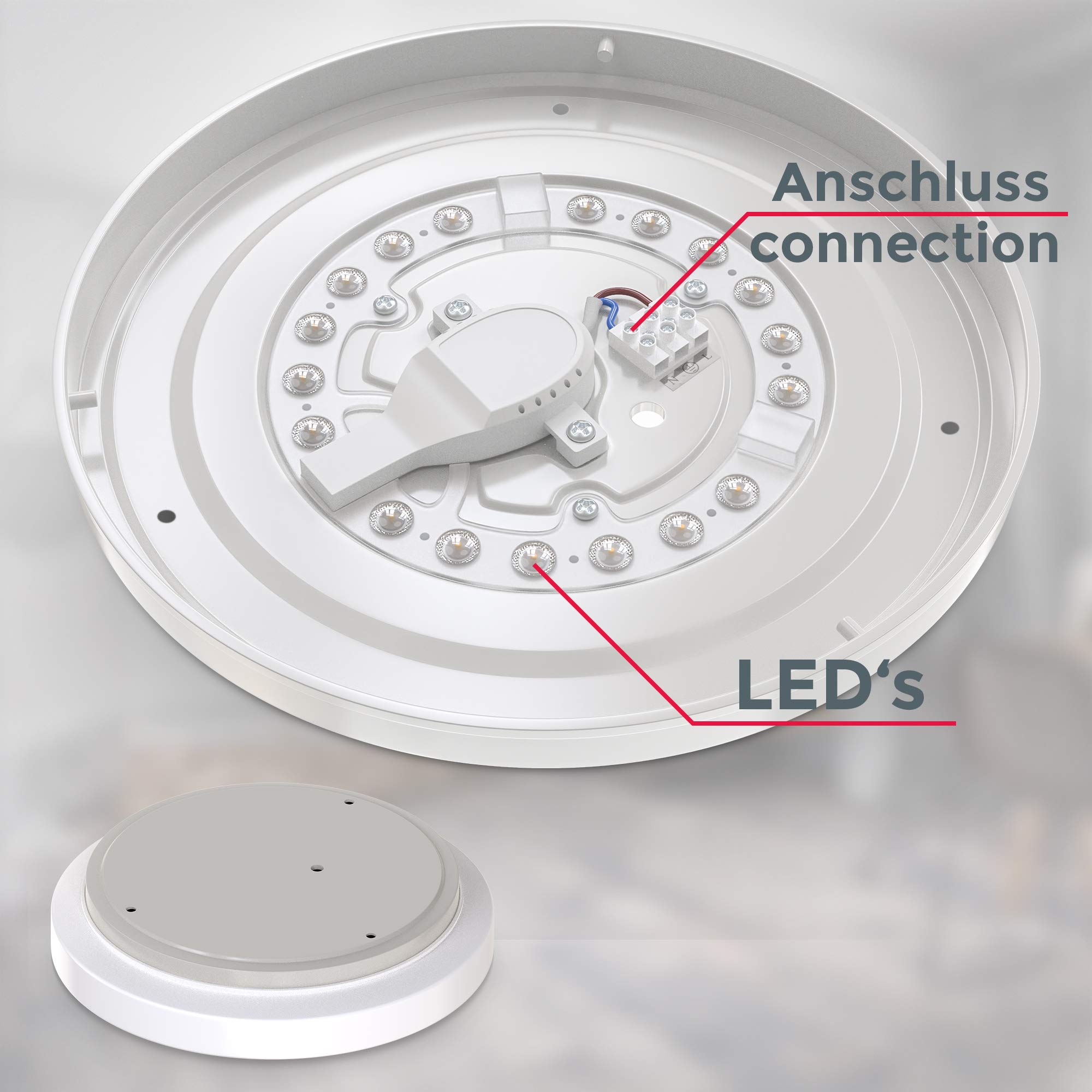 B.K.Licht 12 Watt LED Lámpara de baño I IP44 a prueba de salpicaduras I 4000K color de luz blanca neutra I 1200lm de brillo I Lámpara de techo LED I plafon led techo
