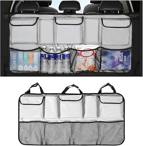 AICEL Organizador de maletero de automóvil, 42.5 x 20.5 pulgadas, organizador colgante para asiento trasero con 9 bolsas de almacenamiento grandes,