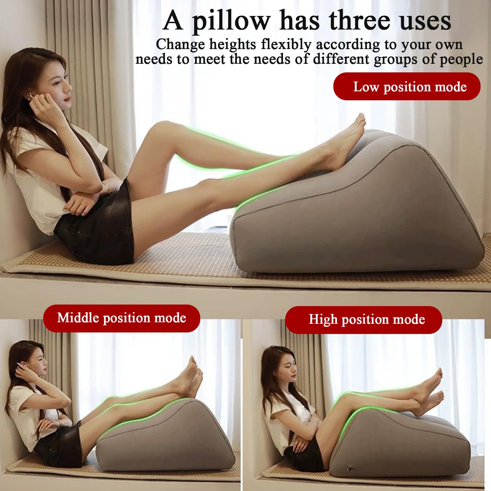 Almohada de Elevación de Piernas - Cojín Inflable de Muscular | Almohada Cómodo para Personas Mayores Adultos Embarazo Recuperación Sofá Viaje Piernas Tobillos Espalda