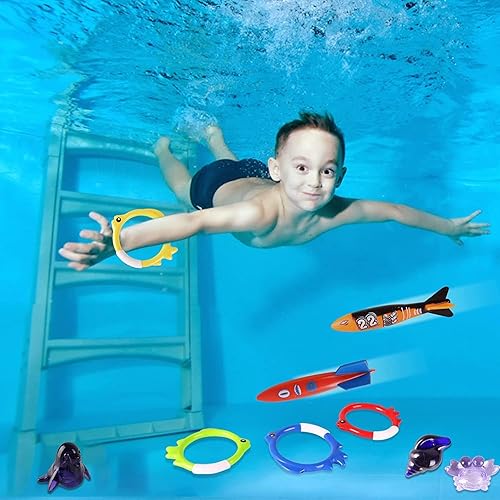 Miniatura 4 de 40 piezas de juguetes de buceo de piscina de verano para niños de 3 a 12 años, divertido juego de natación, juguete de hundimiento, regalos