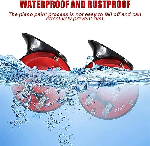 Miniatura 22 de 2 bocinas de tren súper fuertes de 300 dB, kit de repuesto de bocinas de aire impermeables de 12 V, bocina doble de caracol eléctrico para Oro