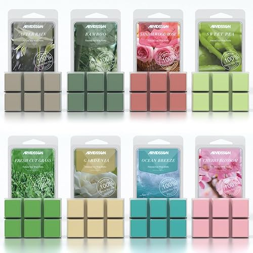ARVIDSSON Spring Scented Wax Melts, Natural Soy Wax Cubes for Wax Warmer, Strong Scent Home Warmer Tart, Candle Melts Decor Gift, 2.5 oz (8 Pack)