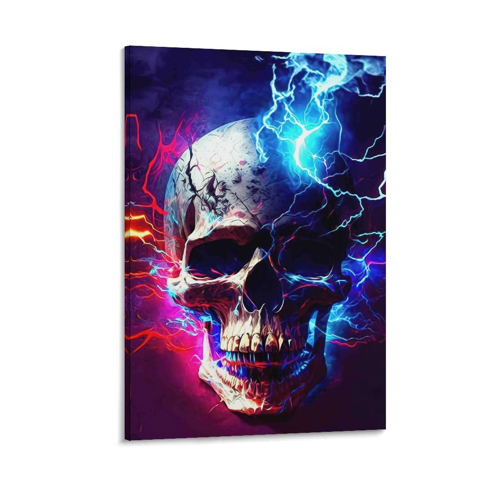 DHBANEIOK Electric Skull Art Wall Decor Poster Canvas Prints Picture Modern Canvas Wall Art Picture Wall Hanging for Office Gym Living Room Decor 24x36inch(60x90cm)