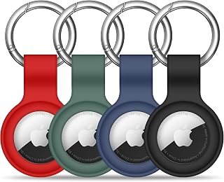 【4 Pack】 Tandoler Compatible with AirTag Case Keychain Air Tag Case Holder Silicone AirTags Key Ring Cases Air Tags Key Chain Compatible with Apple AirTag GPS Item Finders Accessories，Multicolor