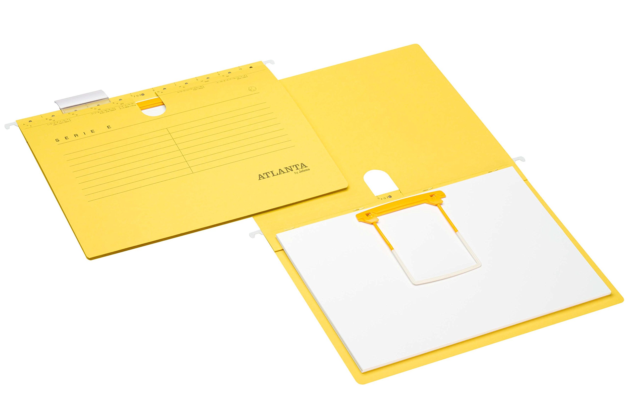 Atlanta 2655834400 - Cartella sospesa serie E con clip Jalema 2655834400, cartella sospesa per cartelle, borsa sospesa, confezione da 25, colore: giallo