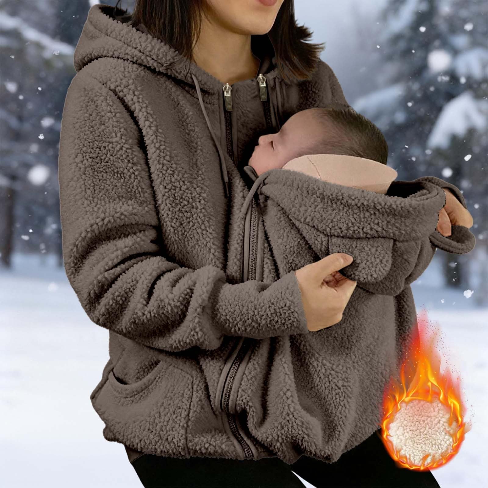 Giacca da Donna in Pile con Cerniera 2 in 1 per Neonati, Cappotto Invernale per maternità, Vestiti Neonati Spessi Felpe Ragazzo Belle