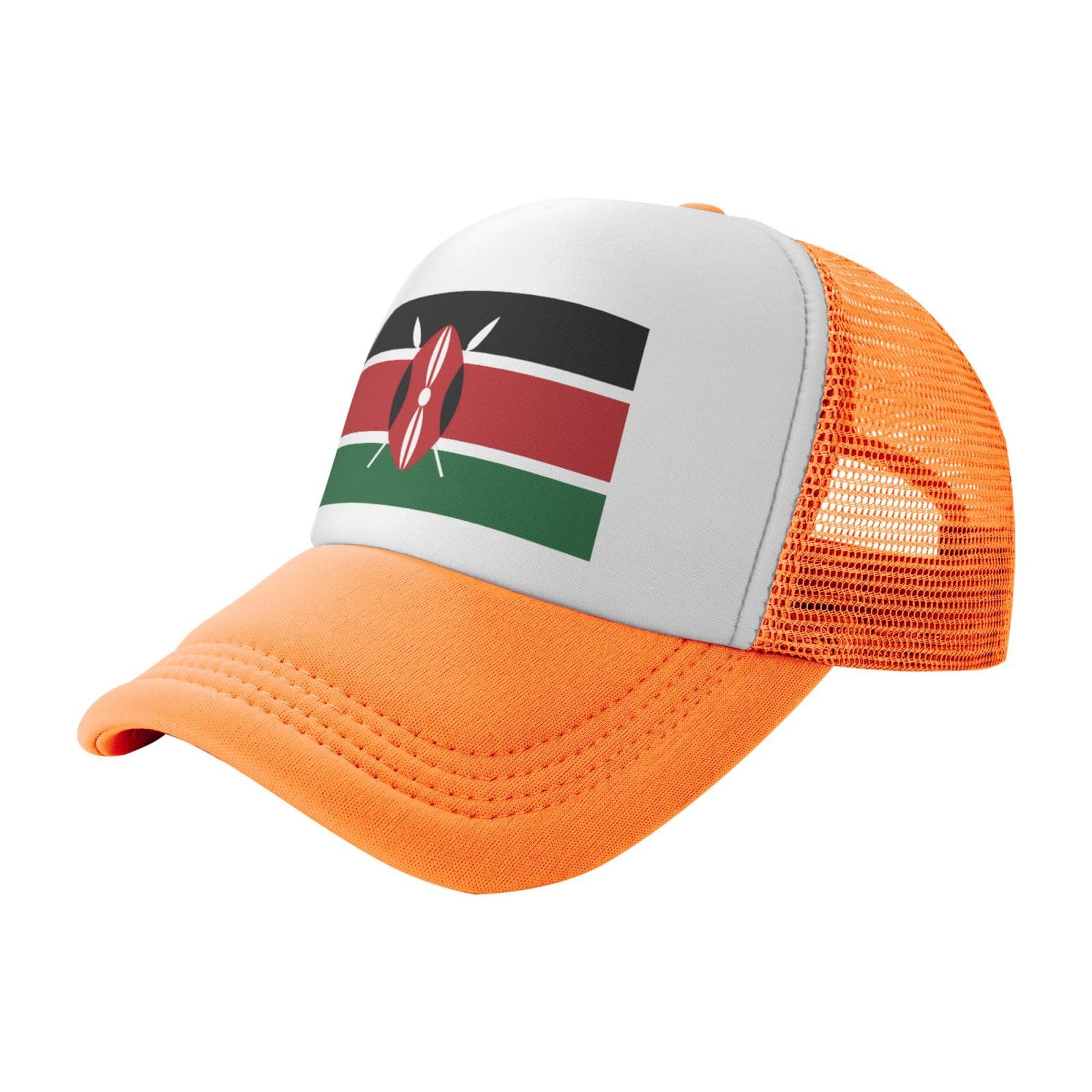 Flag of Kenya Printed mesh Black Baseball Cap, Sun hat, Suitable for Fitness, Hiking, and Travel
