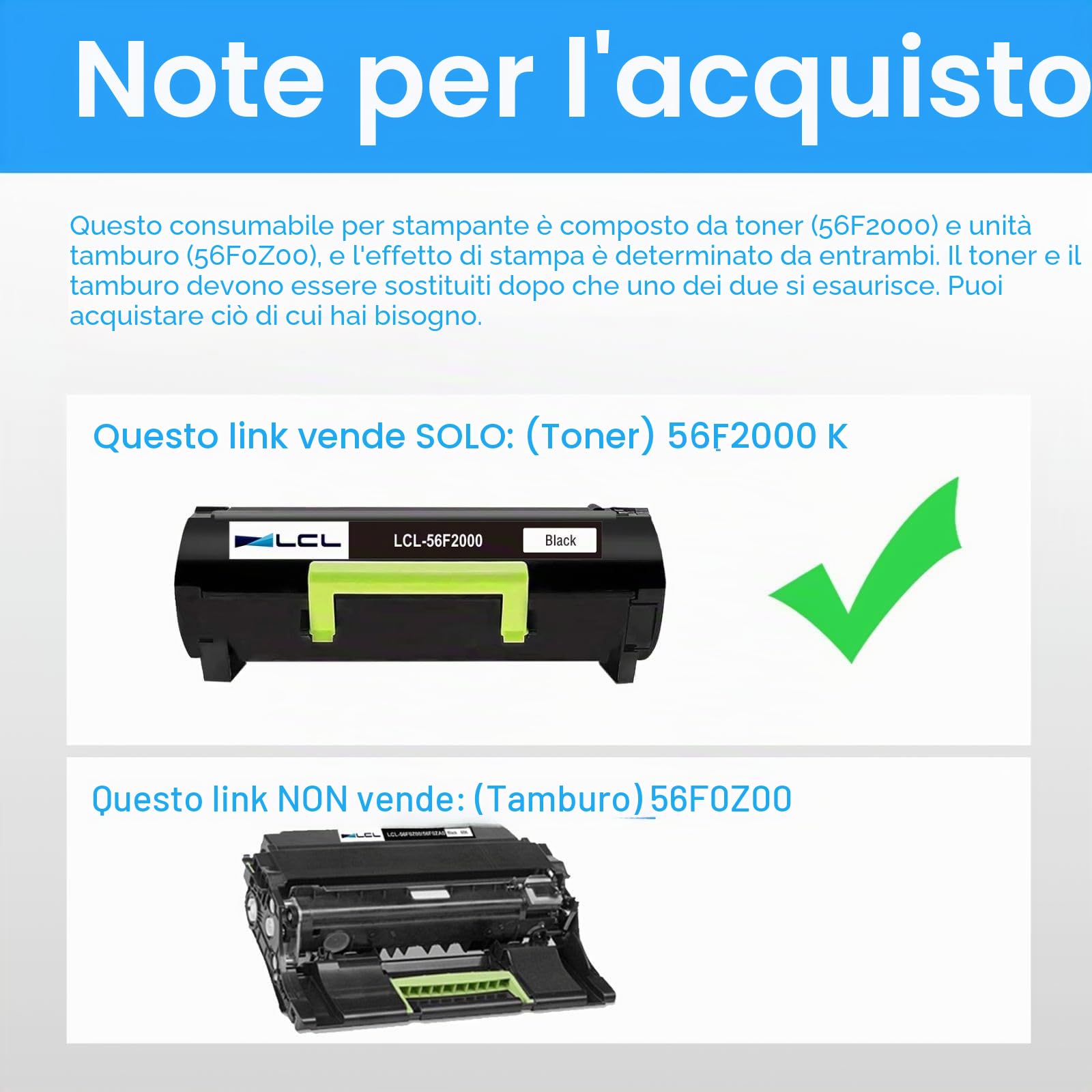 LCL 56F2000 Nero Cartucce di Toner Compatibile per Lexmark 56F2000 (1-Pack)