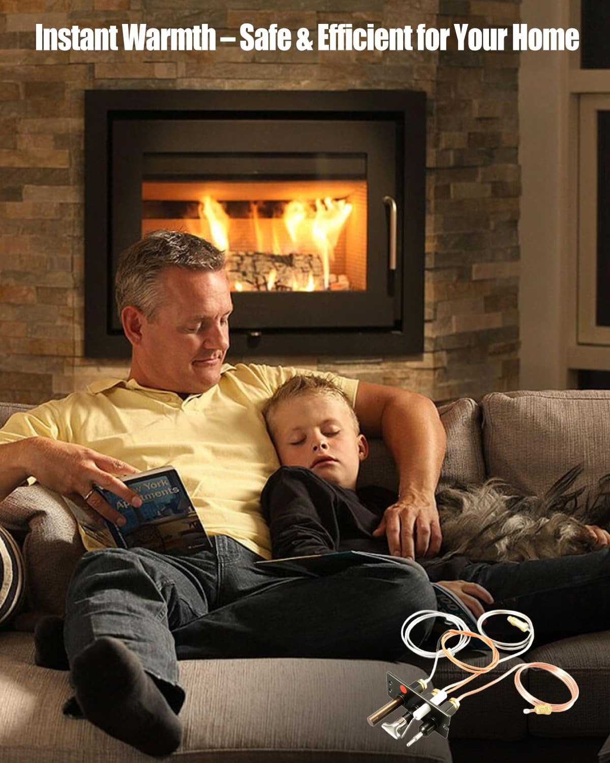 4021-737 Propane Gas Fireplace Assembly Compatible with Heat-N-Glo Quadrafire Heatilator Fireplaces and Stoves, 485-511A Propane Gas Pilot Assembly Replacement Parts with Thermocouple Thermopile