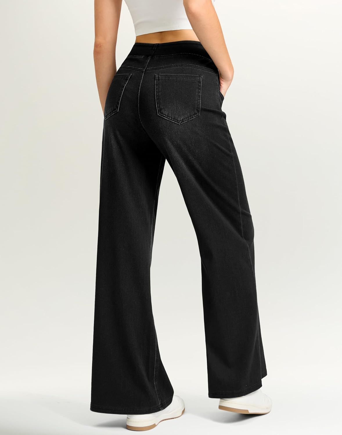 Rammus Wide Leg Jeans Woman High Waisted Pull On Jeans for Women Baggy Straight Leg Jean Stretchy Tummy Control Pants - Image 2