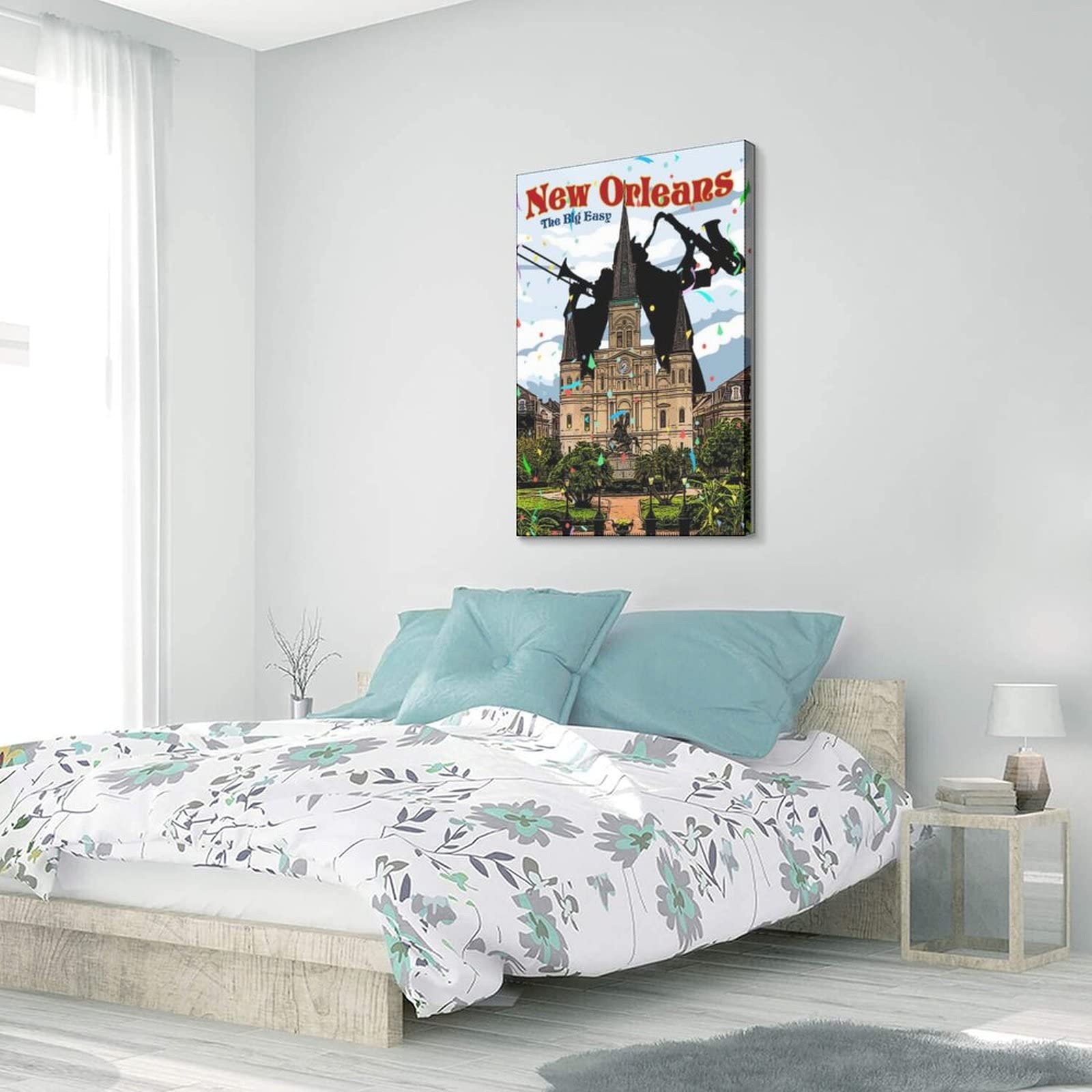 Póster decorativo de viaje de Nueva Orleans con diseño de castillo de la vendimia de Nueva Orleans Cartel de arte de la lona del dormitorio moderno de la lona de la pintura de carteles