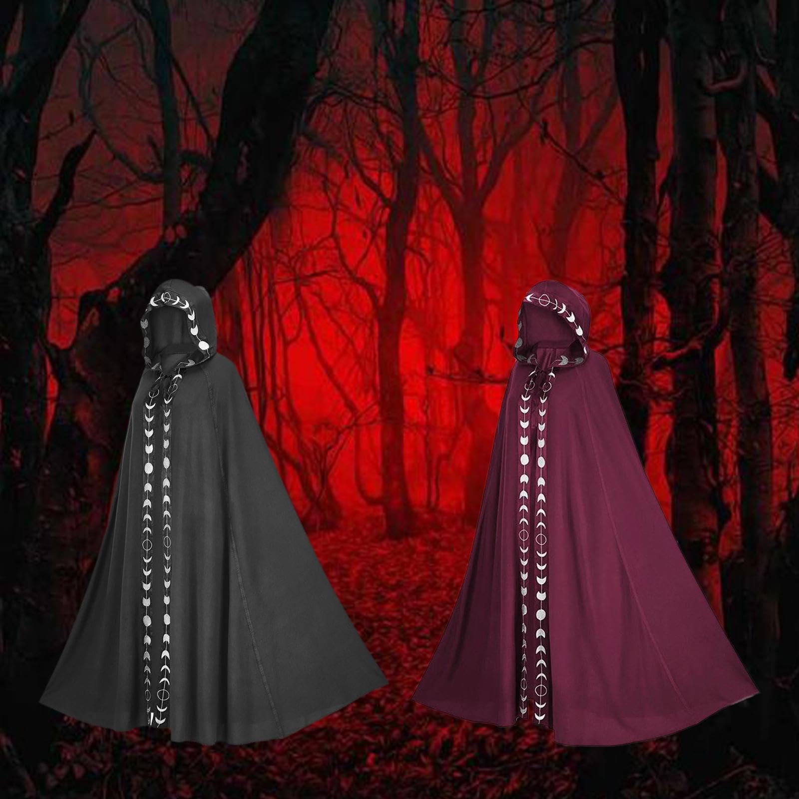 Cosplay Long Hooded Cloak Cape Durable for Fancy Dress Party Favor Black-picture-10