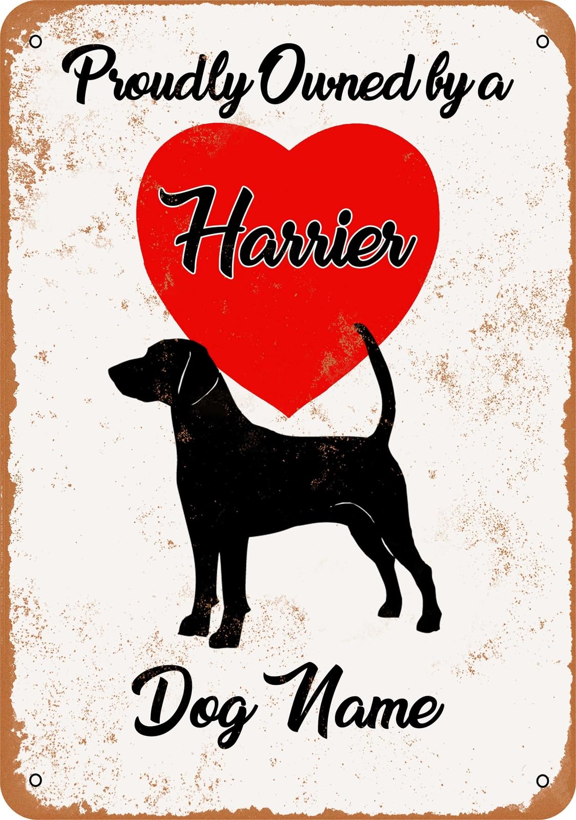 Miaomansenstore Metal Sign - Custom Dog Name - Harrier - Vintage Look Home Decor