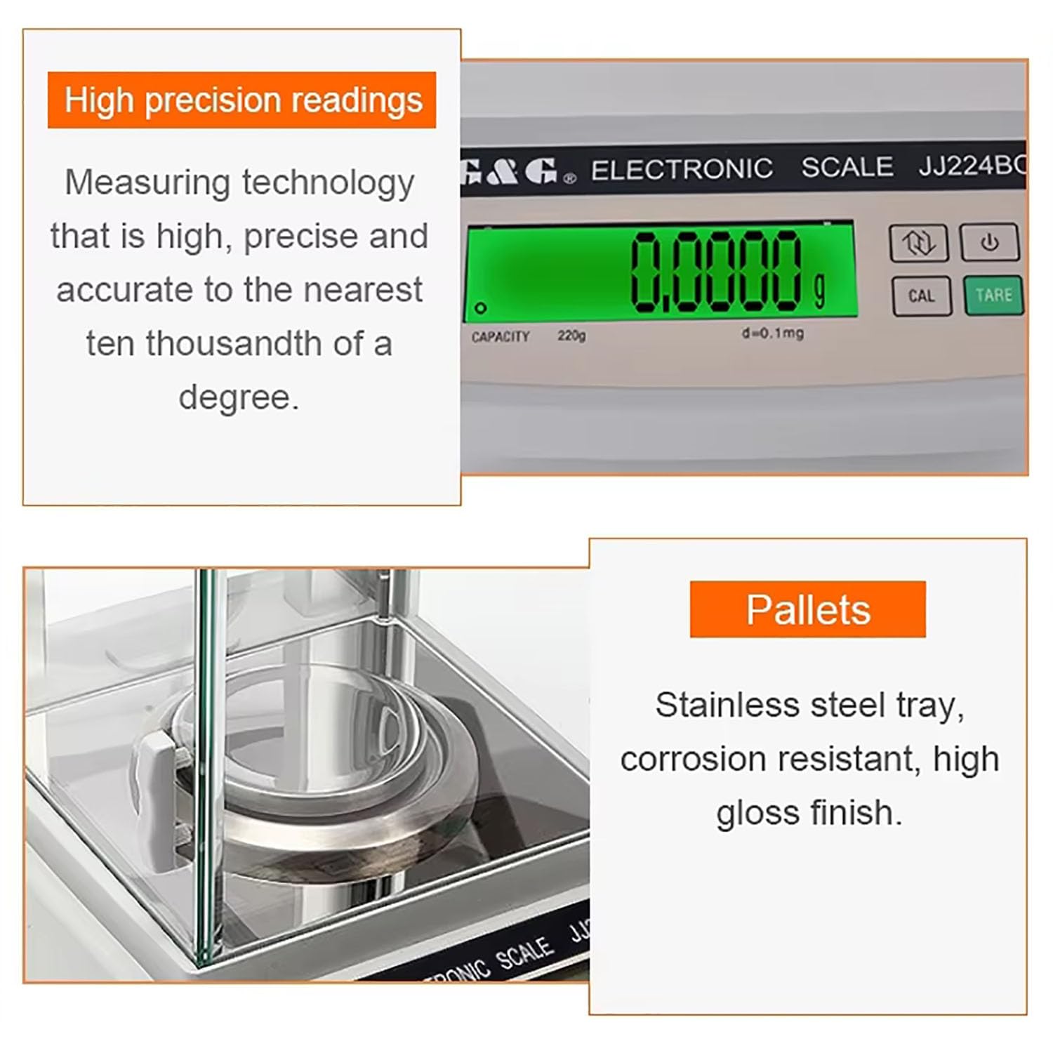 Balanza De Laboratorio De Alta Precisión, Balanza Analítica 0,1 MG con Pantalla LCD Y Protector De Cristal, Compatible con 7 Unidades De Conversión E Interfaz RS232, para Laboratorio Y Joyería