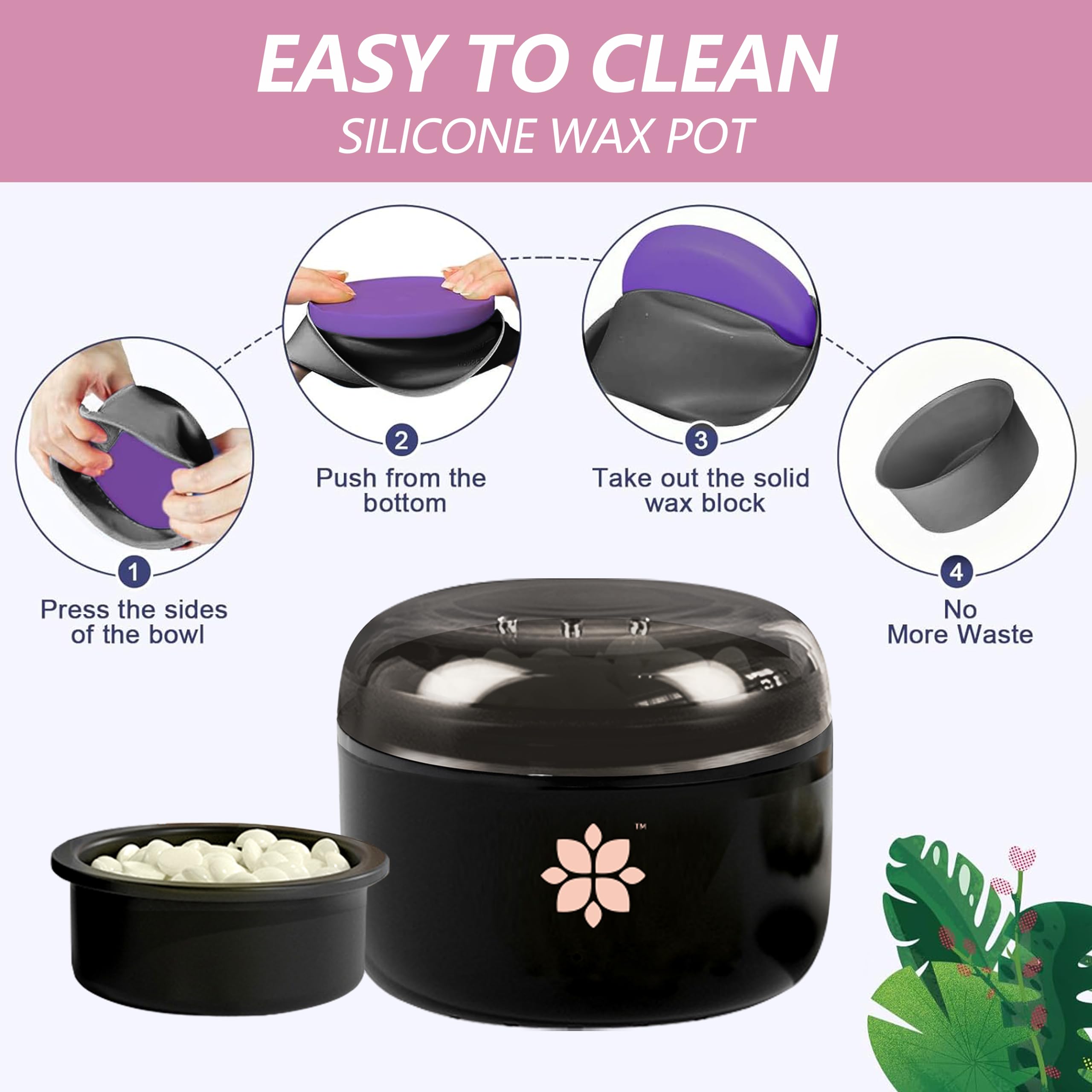 MINI - Kit calentador de cera dura termofusible para depilación con cera de 50 g, axilas, bikini brasileño, cuerpo facial, axilas, rápida eficiencia, depilación de salón en casa, regalo para mujeres y