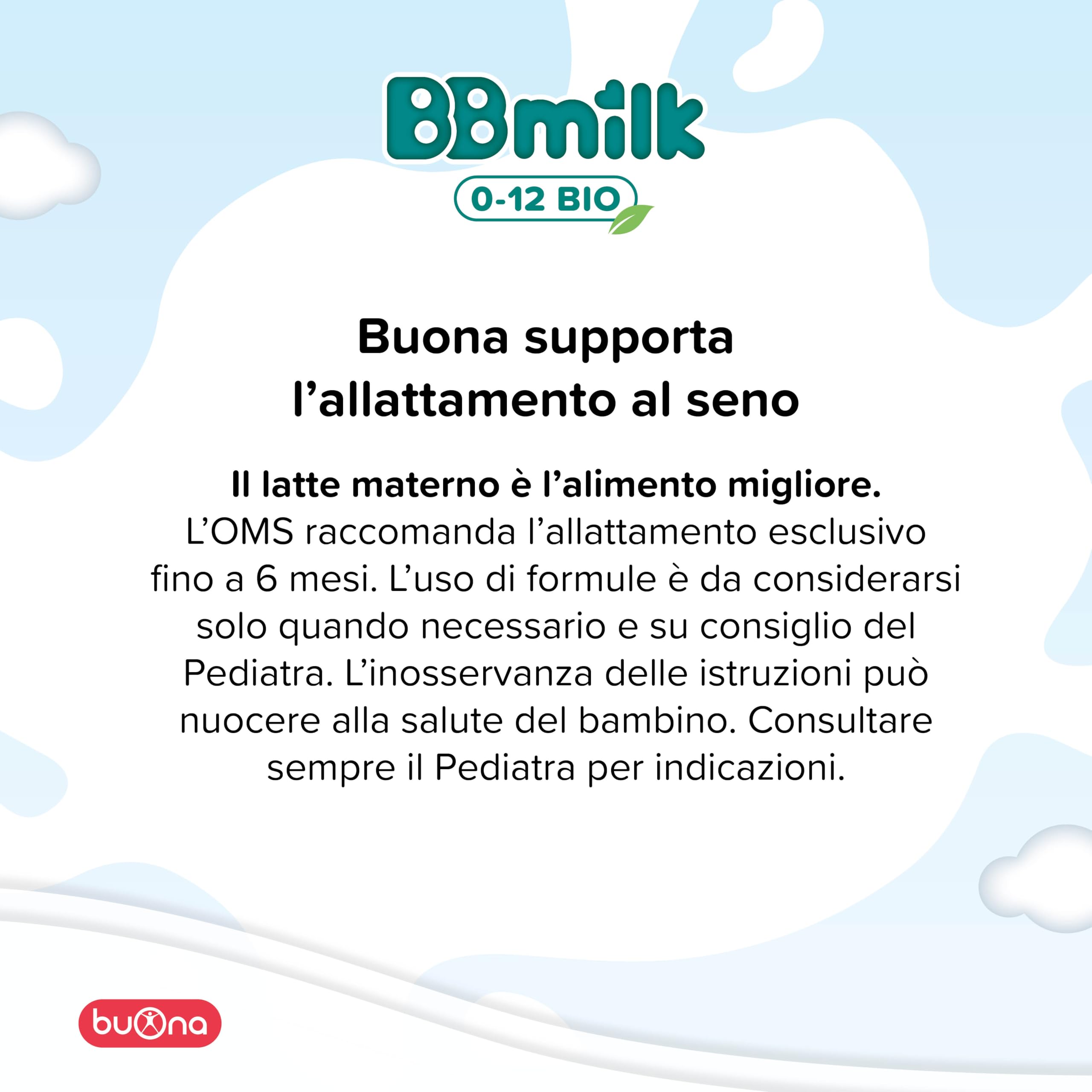 BBmilk Buona Latte in Polvere per Neonati BB Milk 0-12 Bio 2x400g, Indicato dalla Nascita fino ai 12 mesi, Qualora l’Allattamento non sia Possibile o Sufficiente, Formula Completa