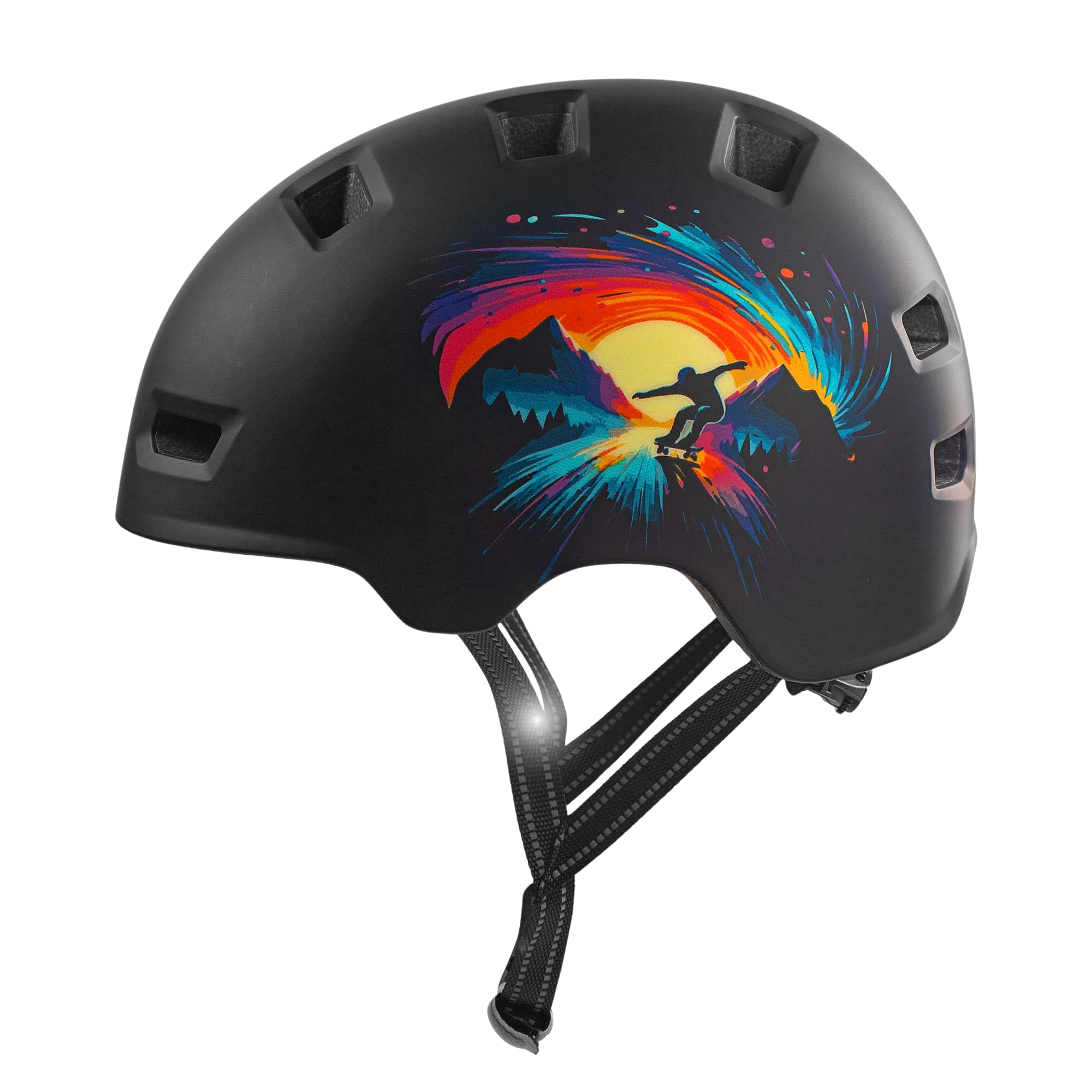 Crazy Safety Rampage Patinage Noir | Casque pour vélo, Skateboard, Rollers et BMX | Casque de vélo pour Hommes, Femmes et Enfants | M (54-57cm) | Casque Ajustable pour skateurs et Cyclistes