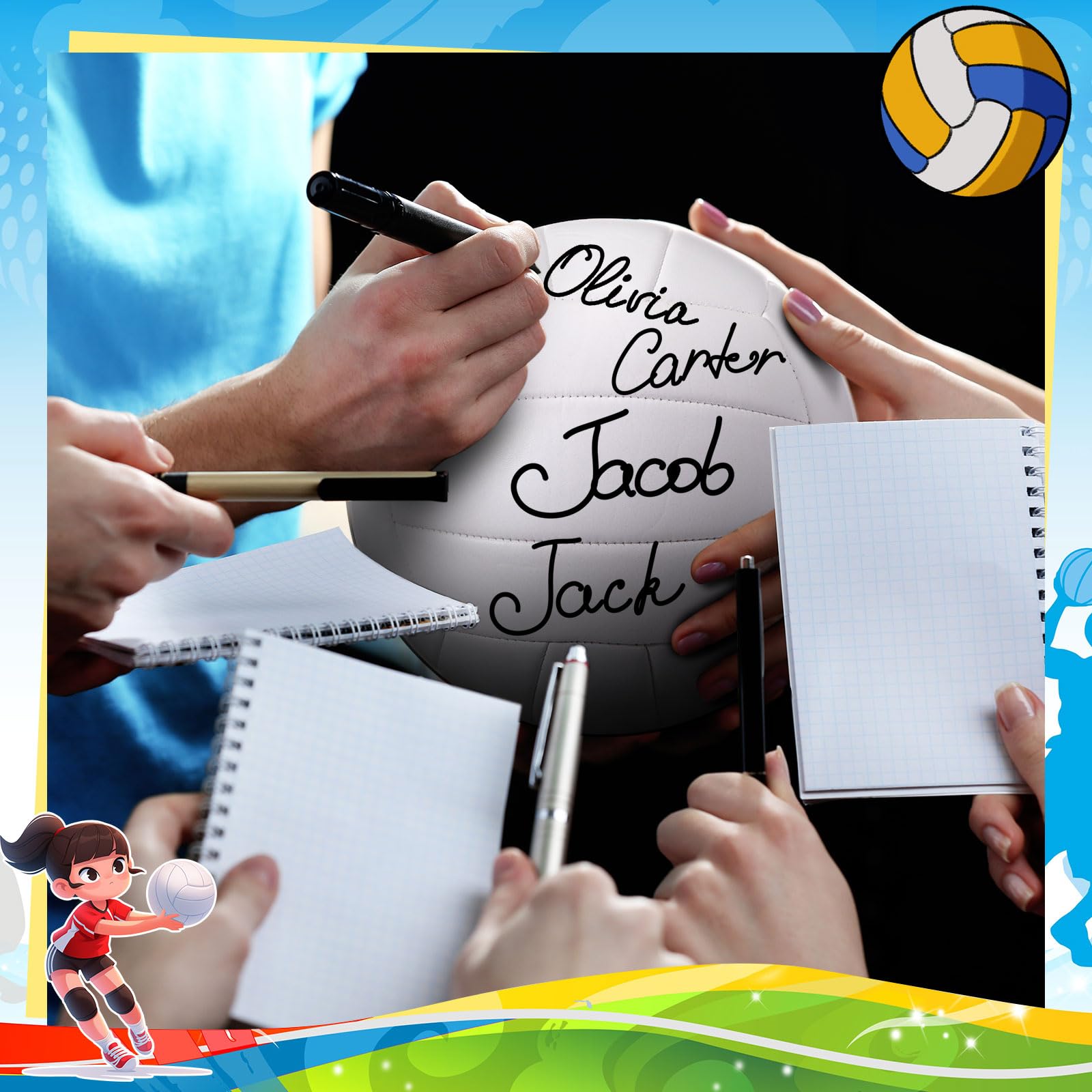 Jexine Autograph All White - Pelota de voleibol en blanco, tamaño oficial 5, pintura de bricolaje, pelota de voleibol lisa con bomba de aguja para autógrafos, premios, carteles, entrenadores, regalo