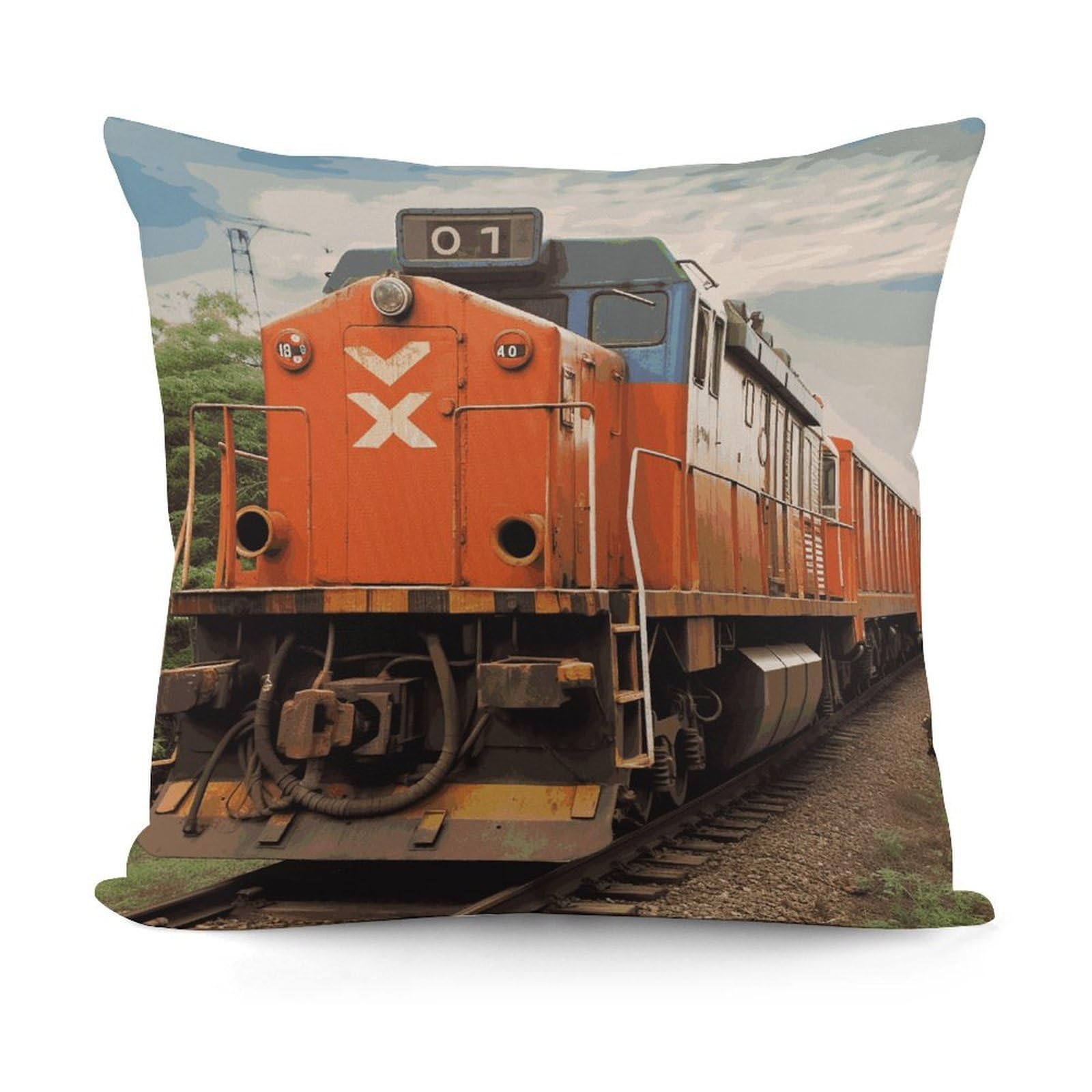 VstaDank Train Throw Pillow Covers 18x18 Inch Soft Couch Home Decor Cushion Cover Comfortable Plush Square Cushion Case Farmhouse Decorative Pillowcase for Living Couch