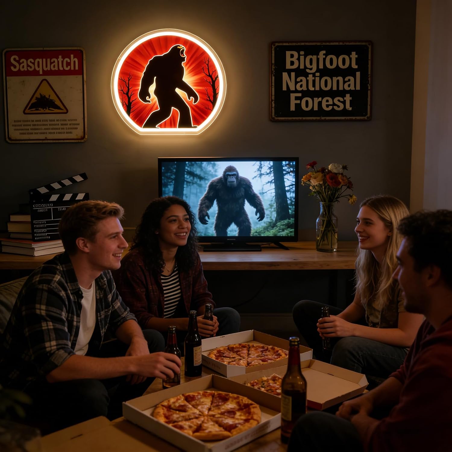 Bigfoot Neon Sign, Dimmable LED Sasquatch Neon Lights for Wall Decor, Funny Bigfoot Gifts for Man Cave, Bar, Garage, USB Powered Neon Light for Bigfoot Lovers, UV Printed