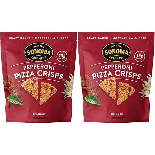 Sonoma Creamery - Pizza Crisps, Pepperoni, 9.5 Oz (2 Count) | Savory Snack Cracker | High Protein | Low Carb | Gluten Free | Wheat Free |Keto Friendly