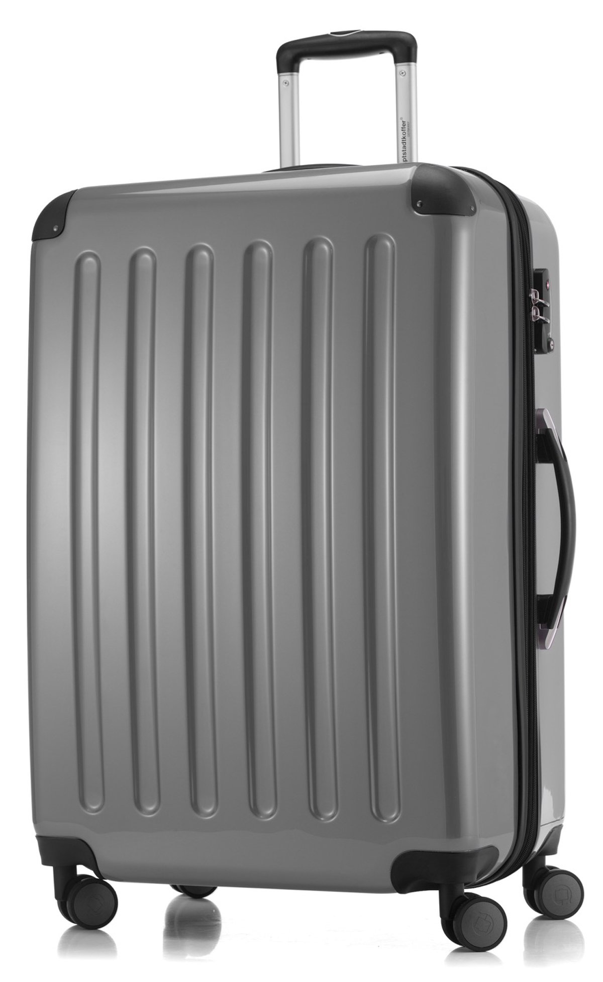 Hauptstadtkoffer ALEX - Zestaw 3 walizek, kabinowa 55 cm, średnia 65 cm i duża 75 cm, twarda skorupa ABS/PC, TSA, srebrny