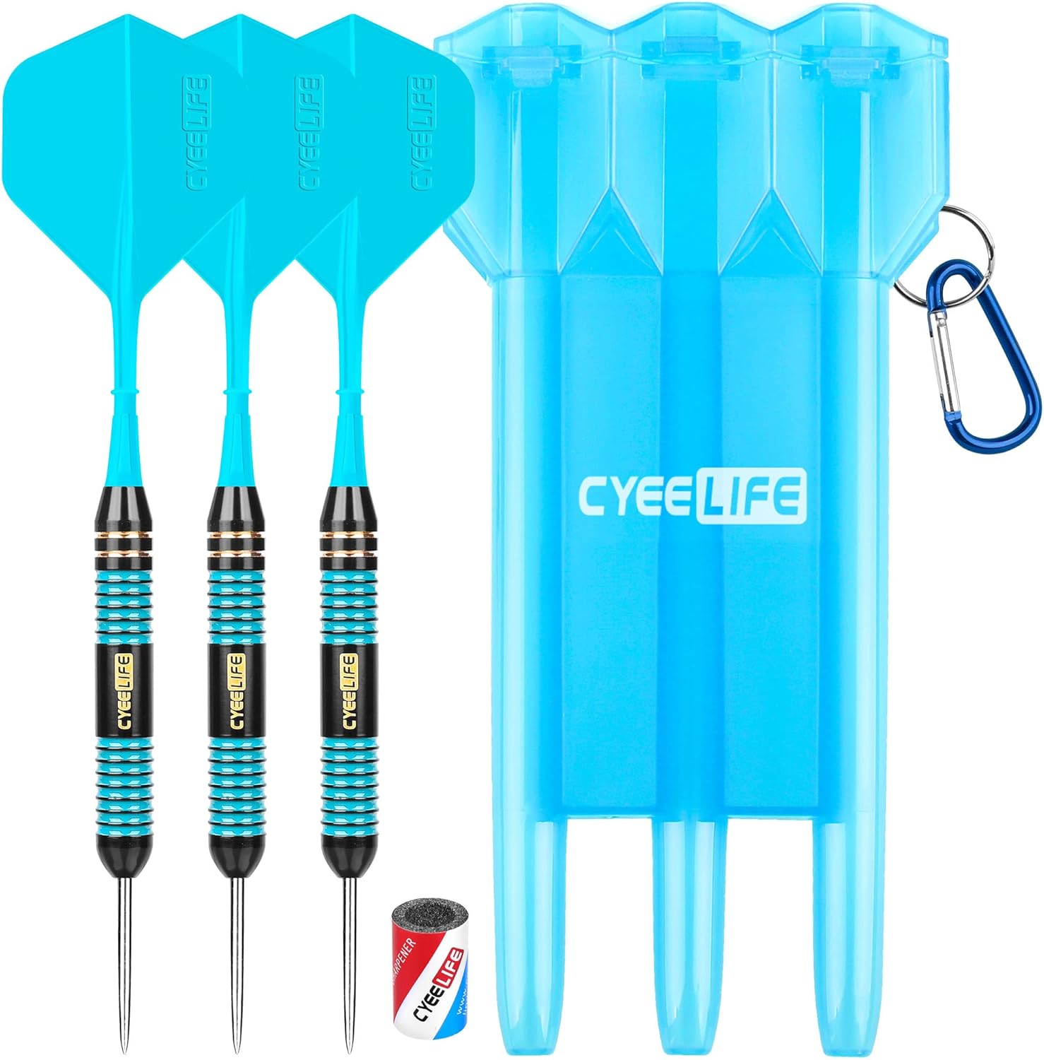 CyeeLife Pro Steel Brass darts Set 24g+Carry case+Sharpener+Integrated