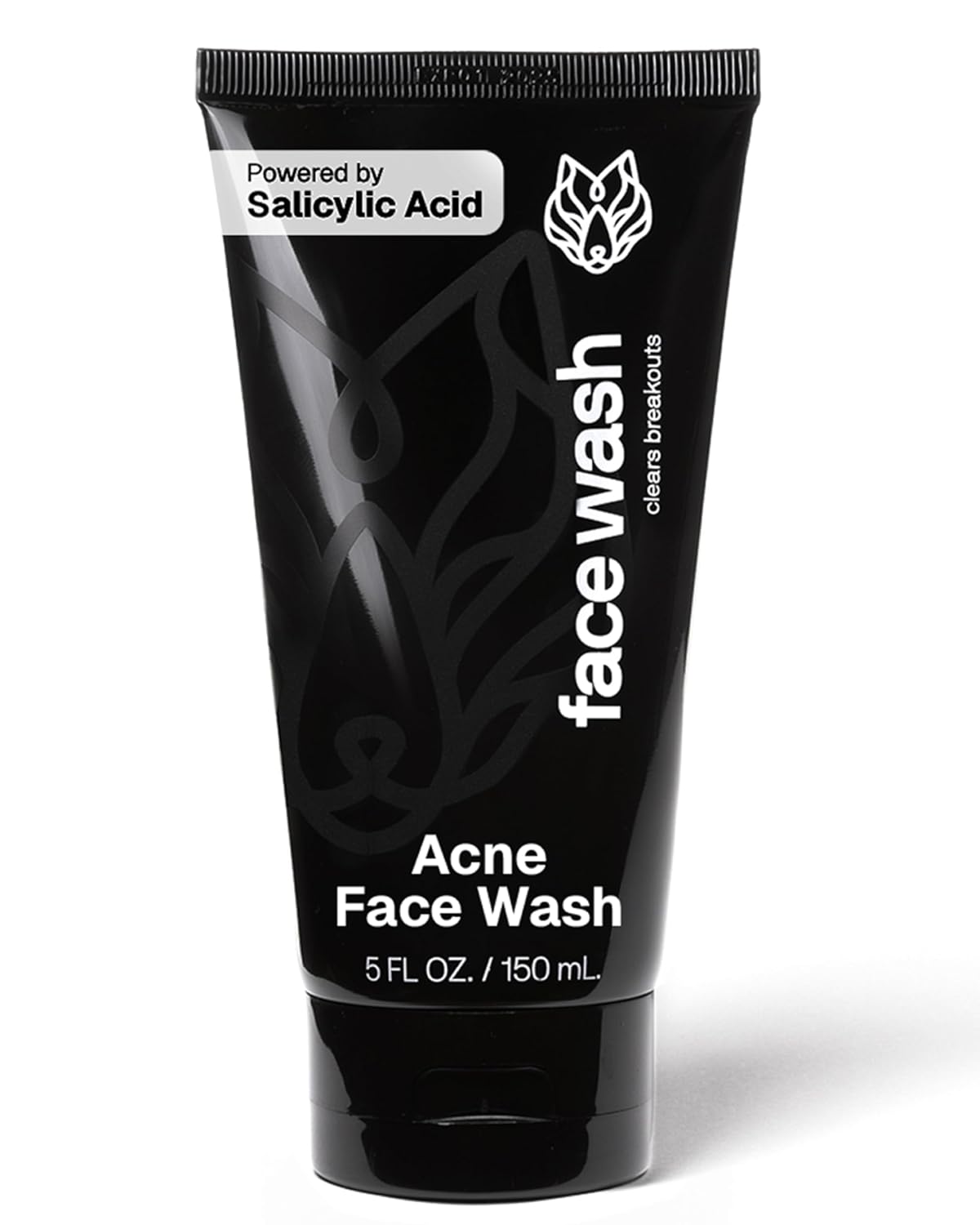 Black Wolf Salicylic Acid Acne Face Wash for Men - Charcoal Facial Cleanser & Exfoliator for Oily Skin - Gentle Daily Face Exfoliant & Pore Reducer Clears Breakouts - Non-Drying Acne Treatment
