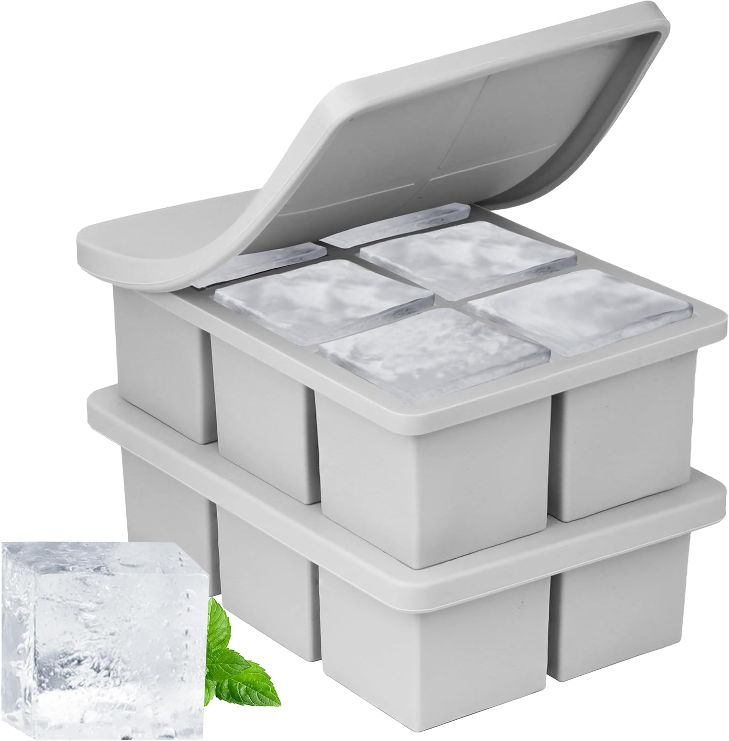 wxhaoa 2-Pack Large Square Ice Cube Trays