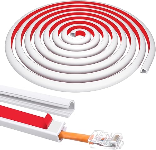 Ocultador de cable lateral abierto de 196 pulgadas para montaje en pared, cubiertas de cable de extensión de TV para cables en la pared, ocultador