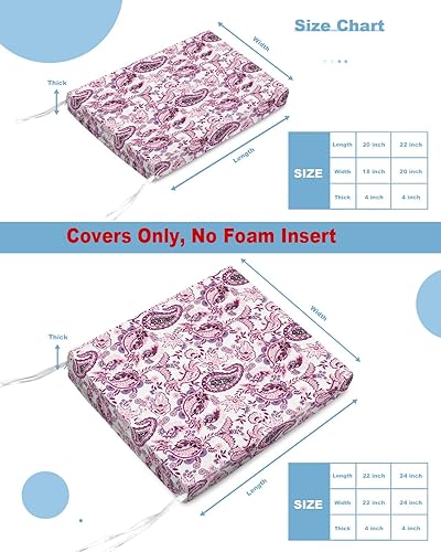 Miniatura 5 de Paquete de 4 fundas de cojín extraíbles para silla, impermeables, estampado de cachemira morada, patrón de flores étnicas bohemias, fundas