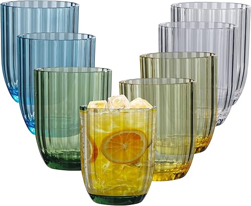 Miniatura 13 de Vasos de plástico acrílico transparente Highball | Vasos de plástico reutilizables de 20 onzas (juego de 8) | Apilables | Vasos sin BPA | Varios