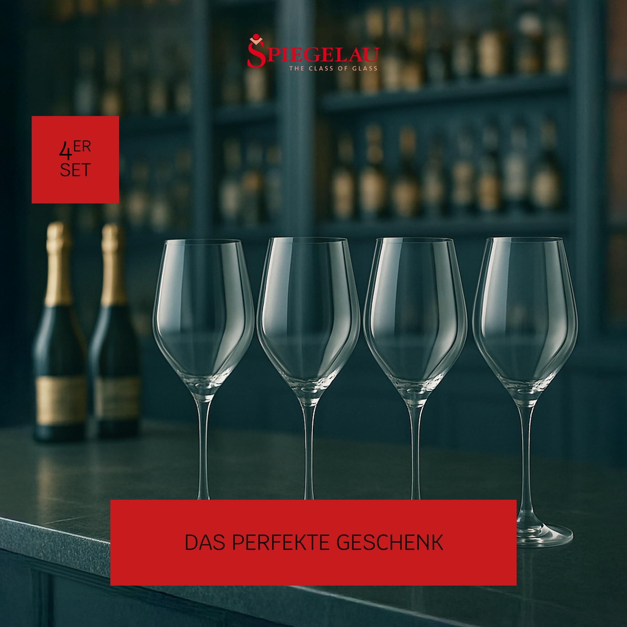 Spiegelau Champagner Gläser 347 ml, 4 Stück, Hi-Lite, 1750479, Sektgläser aus Kristallglas, Champagnergläser spülmaschinenfest