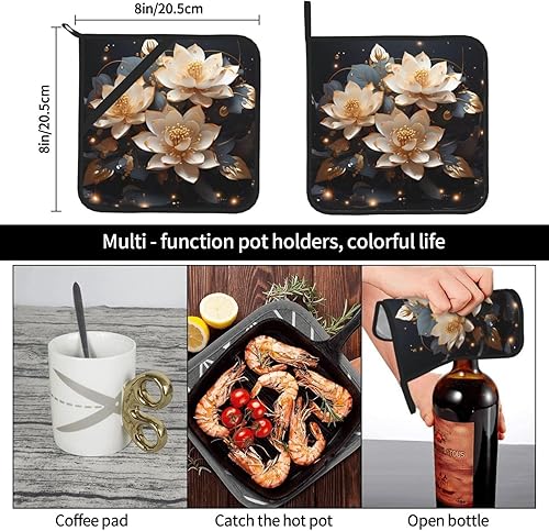 Miniatura 8 de Soportes para ollas de cocina, accesorios de horno resistentes al calor, almohadillas calientes para cocinar hornear (8 x 8 pulgadas) Bohemian