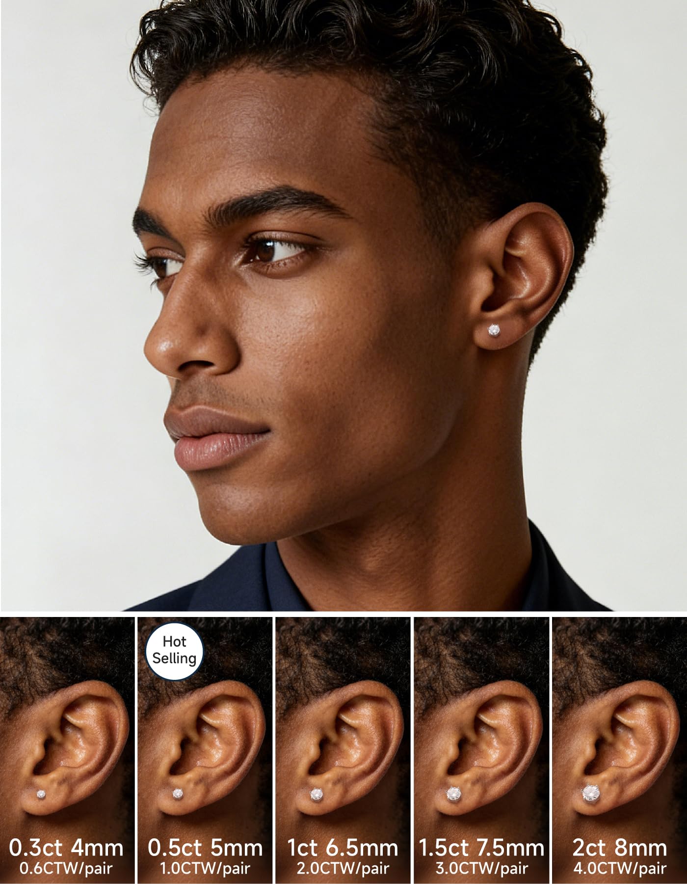 MomentWish Orecchini Moissanite, 1-4 Carati Orecchini Brillante Uomo Argento 925/Oro 18K Simulato Diamante Uomo Donna Orecchini Punto Luce Anallergici Regalo Festa Della Mamma 5/6.5/8mm